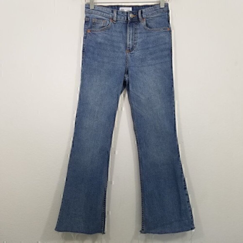 Zara High Rise Raw Hem Jean Size 2